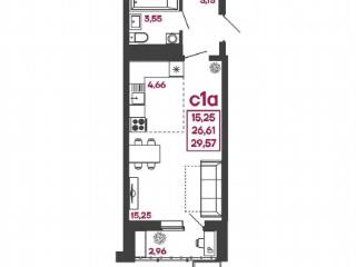 Студия, 29.6 м², 9/17 этаж
