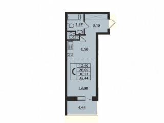 Студия, 30.2 м², 13/19 этаж