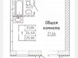 Студия, 25 м², 5/5 этаж