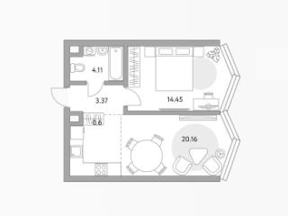 1-комн., 42.7 м², 11/39 этаж